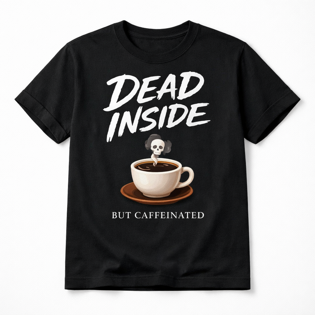 Dead Inside But Caffeinated — Minimalist Coffee Skull Tee
