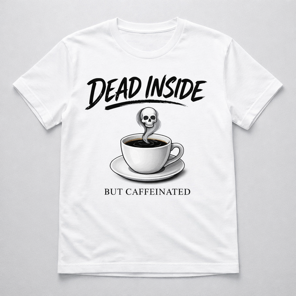 Dead Inside But Caffeinated — Minimalist Coffee Skull Tee