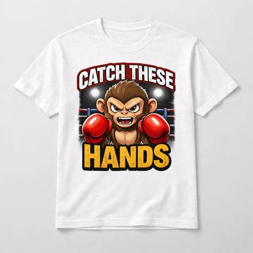 Catch These Hands Monkey - White T-Shirt