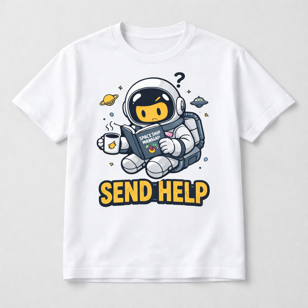 Send Help Astronaut - White T-Shirt