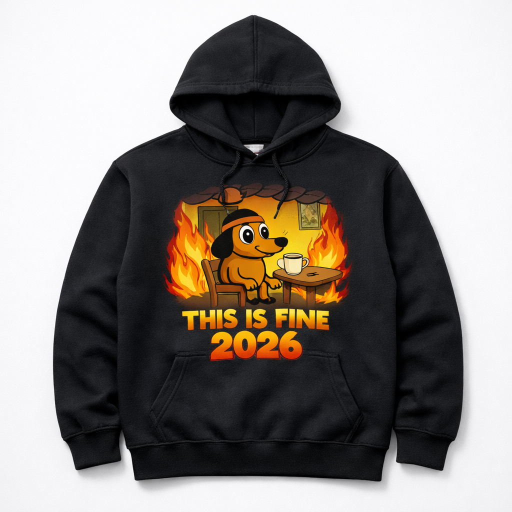 This Is Fine 2026 - Black Hoodie