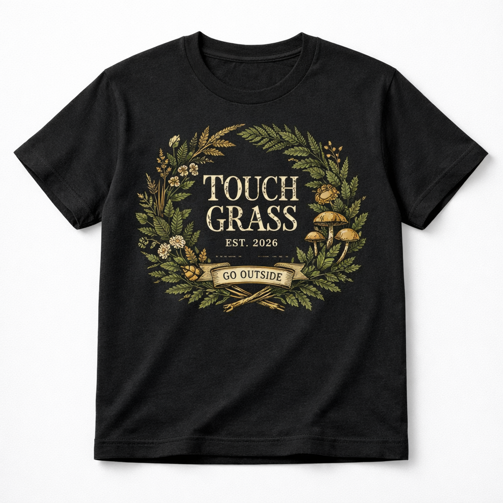 Touch Grass Est. 2026 — Vintage Botanical Nature Tee