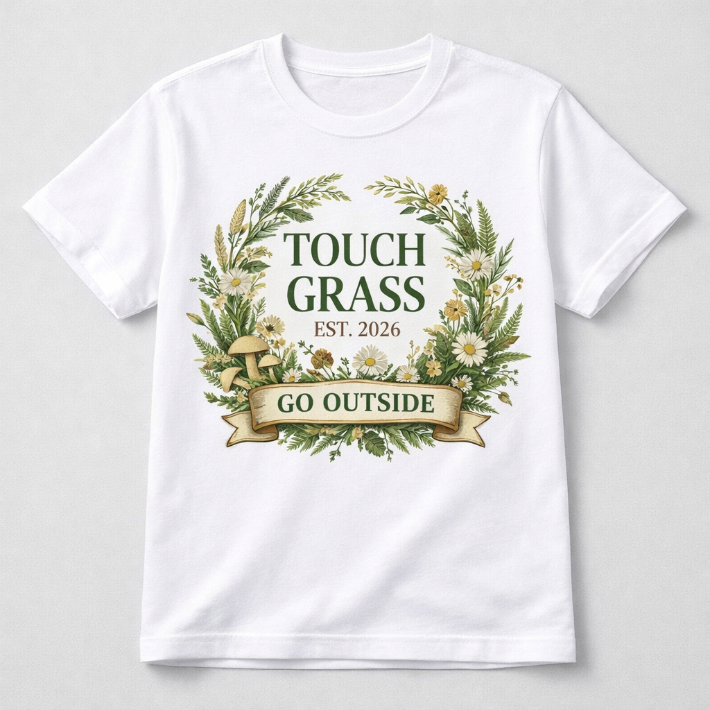 Touch Grass Est. 2026 — Vintage Botanical Nature Tee